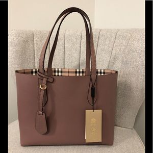 NWT Burberry Reversible Check Leather Tote Bag